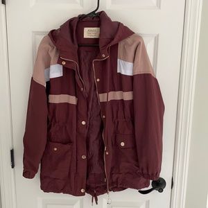 Purple fall rain jacket